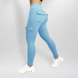 Spodnie damskie spodnie kobiety dna joga podstawowy szeroki pasek stały kombinezon aktywny sport wiele kieszeni pantelones de mujer