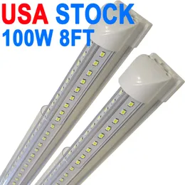100W 8FT LED-Ladenleuchte, 10000lm 6500K Superhelles Weiß, verknüpfbare Deckenleuchte, V-förmige integrierte T8-LED-Röhrenleuchten Werkbänke Schrank USA crestech