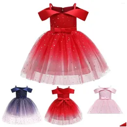Платья для девочек Платье принцессы для маленьких девочек для девочек Рождественская вечеринка с блестками Свадебное платье Размер 5 Прямая доставка Baby Mater Dh9Qi