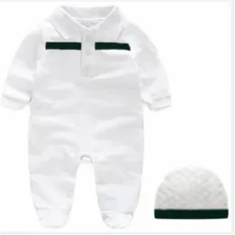 Hot Sell Newborn Baby Clothes Long Sleeve Designer 100% Cotton Baby Rompers Infant Clothing Baby Boys Girls Jumpsuits + Hat