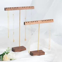 Necklaces Wooden Necklace Organizer TBar Jewellery Display Stands Bracelet Jewelry Display Chain Storage Holder Wooden Shelf Rack