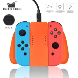 Chargers Data Frog Dual Gamepad Charger For Nintendo Switch JoyCon TypeC Interface Charging Grip Bracket For Switch Accessories