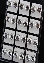 8mm Clear Austria Cubic Zirconia Stainless Steel Stud Earrings for Womens Mens Whole Fashion Jewelry 12pair24PCS2103649