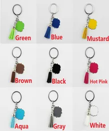 مينا monogram فارغة مخملية الجلود الشرافل سلسلة مفاتيح المرأة حقيبة القلادة MEN CAR -keychain quatrefoil monogrammed suede tassel keych9199068