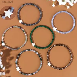 Kościa hurtowa 4 mm kamień naturalny okrągłe koraliki Bransoletka Biała gwiazda Kształt Bracelets Bracelets Kryształy Ametysts Reiki bransoletki mężczyźni kobiety yq240226