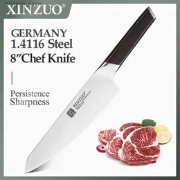 Kitchen Knives XINZUO 8 Chef Knife DIN 1.4116 Stainless Steel Germany Kitchen Knives Cutting Peeler Vegetable Knife Ebony Handle Gift Case Q240226