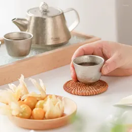 Conjuntos de chá PINKAH Pure Titanium Coffee Tea Pot Set com filtro 320ml chaleira portátil acampamento ao ar livre leve