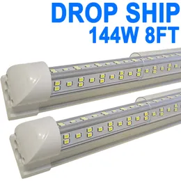 8ft LED -butiksljus, 8 fot 8 'V -form Integrerad LED -rörljus, 144W 14400lm Clear Cover Länkbar ytmonteringslampa Byt ut t8 fluorescerande lampor Crestech