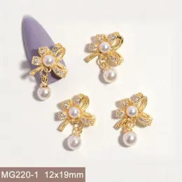 قلادات 10pcs Mg220 Bow Rosette Zircon Zircon Nail Art Crystals Pearl Jewelry Rhinestone Nails Associory Supplies Decorations Charms