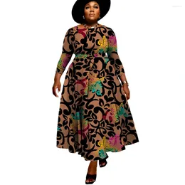 Ethnische Kleidung Afrikanische A-Linie Kleid Frauen Langarm Hohe Taille Dashiki Afrika 2024 Mode Elegante Party Vestidos