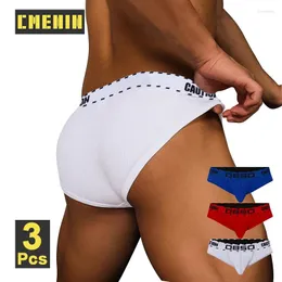 UNDUPTS CMenin 3pcs Pamuk Nefes Alabilir Adam İç çamaşırı Kalça Yükseltme Seksi Erkekler Kılavuzu Bikini Sissy Erkekler Jockstrap Panties Geyler Kayma