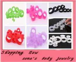 mix 416mm 7 colors 100pcs body jewelry silicone double flare flesh tunnel gauges ear plug8075242