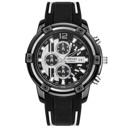 SMAEL Relogio Masculino Smael cinturino in caucciù orologio al quarzo moda uomo SL-9081 quadrante fine pulsante Pin 30M orologio da polso impermeabile236k