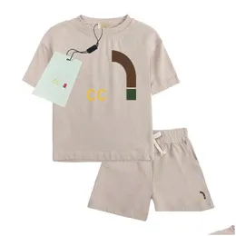 Clothing Sets In Stock Designer Kids Clothing Sets T-Shirt Pants Set Brand Printing Children 2 Piece Pure Cotton Baby Boys Girl Fashio Dhx3E