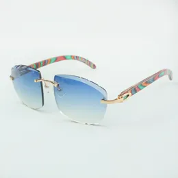 Direct sales newest high-end cutting lens sunglasses 4189706-A natural peacock pattern wooden sticks, size: 58-18-135 mm