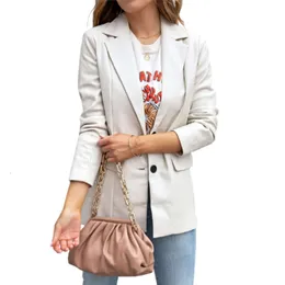 Primavera feminina manga comprida botão up cardigan jaqueta cor bolso casual jaqueta de couro pequeno terno jaqueta roupas femininas