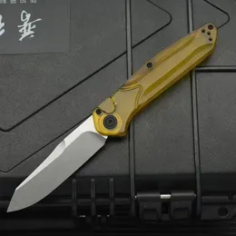 3Models 9400/9400BK Osborne AUTO Folding Knife 3.4" S30V Black/Satin Plain Blade Yellow transparent PEI Handles BM 940 BM940 Automatic Knives EDC Tools