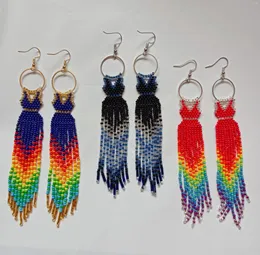 Dangle Earrings Rice Bead Tassel Skirt Originality Circle Bohemia Hand Weaving Alloy Simplicity Beaded