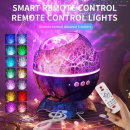 Night Lights Dinosaur Egg Galaxy Star Projector LED Nebula With Remote Control And White Noise BT Speaker For Kids Room Bedroom Home Ceiling
