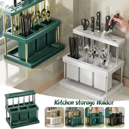 Kitchen Cutlery Holder Spoon Fork Chopstick Storage Rack Utensils Organizer Box Multifunctional Spoon Drain Storage Rack 240223