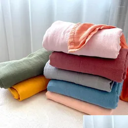 Decken Swaddling Ddling 19Color Musselin Baumwolle Bambus Babydecke Born Soft Bath Gaze Infant Ddle Wrap Schlafsack Kinderwagen Er 12 Dhag6