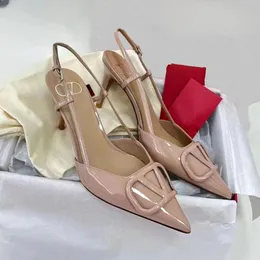 Women Pointed Sandals High Heels Designer Shoes 4cm 6cm 8cm 10cm Thin Heels Pointed Genuine Leather Buckle Strap Summer Woman Sandal with Dust Bag 34-44