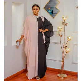 Etniska kläder Abayas för kvinnor Dubai Luxury Chiffon Boubou Muslim Fashion Dress Caftan Marocain Wedding Party Dresses Robe Djellaba Femme