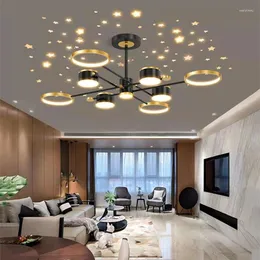 Avizeler Nordic Modern Led Oturma Odası Yıldızlı Gökyüzü Tavan Lambası Yatak Yatak Odası Yatak Yatık Villa Villa İç Mekan Işık