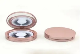 Rose Gold Round Round Comping Box with Mirror False Eyelashes Packaging 3D Lashes Boxes Exprent Eyelash Box J08056794286