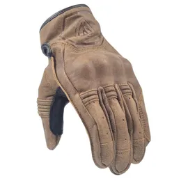 Willbros Brown Dark Brown Vintage Motorcycle Touch Gloves قفازات جلدية رجع