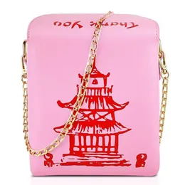 Chinesische Takeout Box Tower Print Handtasche für Frauen Neuheit Nettes Mädchen Schulter Messenger Tasche Weibliche Totes Geldbörse Designer Handbags264c