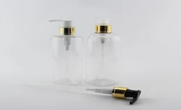 Storage Bottles Jars Gold Aluminum Lotion Pump 300ml 400ml X 12 Transparent Cosmetic Container For Liquid Soap Shower Gel Body7325115