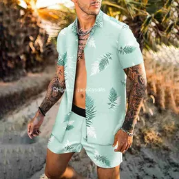 Męskie dresy letnia koszula modowa dla mężczyzn nadruk 3D Lapel z krótkim rękawem plaża zwyczajna streetwear hawajskie koszule wakacje M4X 230311