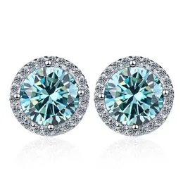 Stud S925 Sier Kolczyki ucha moda Diamond Earing Kobiety kolczyki kolczyki szterlingowe kolce lady moissanite okrągłe stadnin