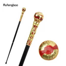 Golden Red Luxury Round Handle Fashion Walking Stick for Party Decorative Walking Cane Elegant Crosier Knob Walking Stick 93cm
