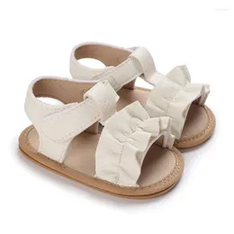 Sandals Infant Toddler Baby Girl PU Leather Flexible Non-slip Pleated Summer Casual Daily Flats Shoes