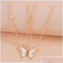 Pendant Necklaces 2Pcs Friend Sisters Suitable For 2 Girls Matching Butterfly Pendants Long Distance Friendship Jewelry T8De Drop Del Ot5O1