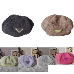 Berets Womens Designer Beret Fashion Triangle Tie-Dye Cashmere Caps Lady Outdoor Travel Warm Winter Windproof Bonnet Hats Drop DHPCV