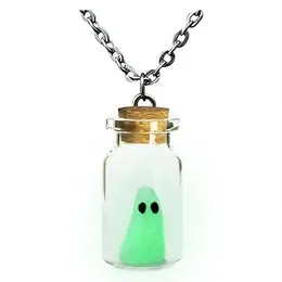 Adopt a Ghost Necklace, świetny w ciemności Halloween naszyjnik, mały duch w wisiorku butelek, prezent na Halloween