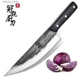 سكاكين المطبخ مصنوعة يدويًا ، سكين الطهاة الصيني ، مزور الصلب ، سكاكين المطبخ الجزارة المصنوعة في الصين أدوات المطبخ المهنية الجديدة Q240226