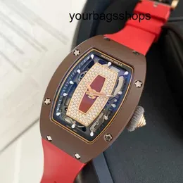 Tactical Wrist Watch RM Watch Richardmil Wristwatch Rm07-01 Women's Series Rm0701 Rose Gold Coffee Ceramic Red Lip Fashion Leisure Business