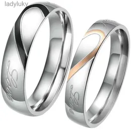 Solitaire Ring Boniskiss Rings For Men Women Stainless Steel Wedding Ring Female Italian Jewelry Lovers Heart Joyas En Acero Inoxidable 240226