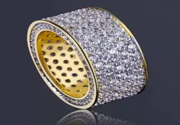iced out rings for men hip hop luxury designer mens bling diamond gold ring 18k gold plated wedding engagement golden Ring jewelry8840938