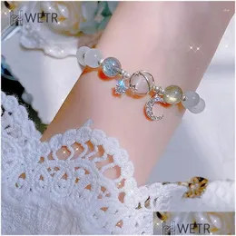 Kedjelänk armband mode utsökta Moonlight Star Moon Crystal Armband Light Luxury Elastic For Girls Women smycken Tillbehör Otiy5