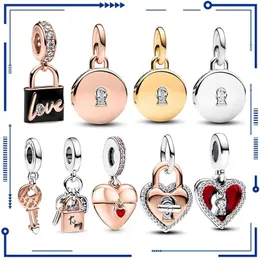 925 prata moda amor cadeado original pan pulseira em forma de coração pingente adequado para colar feminino pingente jóias diy frete grátis