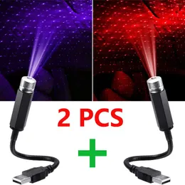 Gece Işıkları 2x LED Araba Çatı Atmosfer Yıldız Projektörü Işık Romantik USB Lazer Sahnesi Ev Partisi Dekoratif Yıldız Odası DJ