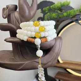 Strand Original White Jade Bodhi Root 108 Pieces Natural Rosary Necklace Bracelet