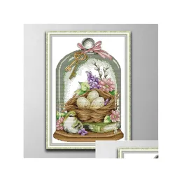 Craft Tools Love Birds Home Decor Paintings Handmade Cross Stitch Embroidery Needlework Sets Counted Print On Canvas Dmc 14Ct /11Ct Dhxxe