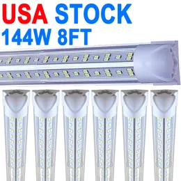 LED Shop Light 8Ft, 144W 14400LM 6500K, T8 LED Light Fixture, Clear Cover, Ceiling and Utility Shops Lighting, Linkable Tube Lights, Sho p Lights Room, Garage crestech