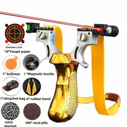 Hunting Slingshots Professional Laser infrared slingshot Outdoor Hunting Laser Catapult with Rubber Band Mud Ball Suit Shooting Game Easy To Carry YQ240226